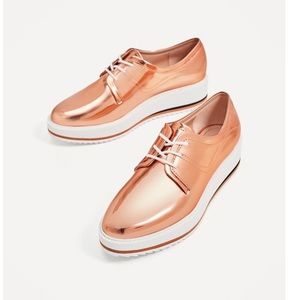 ZARA METALLIC PLATFORM BLUSHER BRAND NEW WITH TAGS